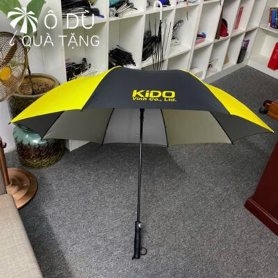 chi tiết Ô Dù Kèo Thẳng Tự Động 1 Chiều Màu Vàng Phối Đen In Logo OD-37