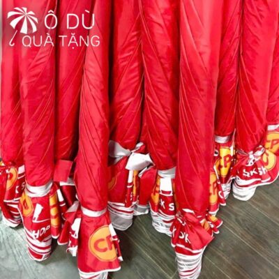 chi tiết Ô Ngoài Trời Vải Oxford Màu Đỏ In Logo OD-23