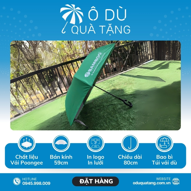 đặc điểm Ô Gấp Ngược Đóng Mở Thủ Công Màu Xanh In Logo OD-41