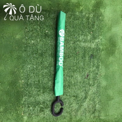 chi tiết Ô Gấp Ngược Đóng Mở Thủ Công Màu Xanh In Logo OD-41