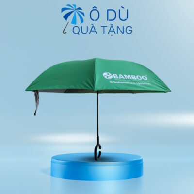 Ô Gấp Ngược Đóng Mở Thủ Công Màu Xanh In Logo OD-41
