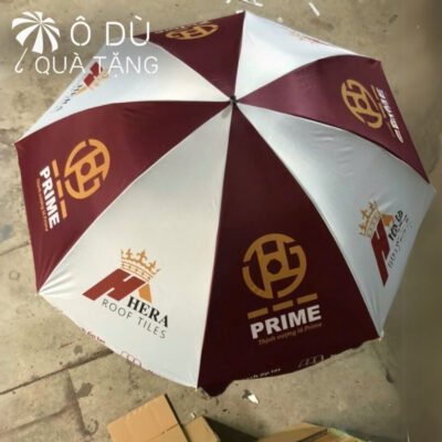 chi tiết Ô Dù Quảng Cáo Ngoài Trời Màu Đỏ Phối Trắng In Logo OD-26