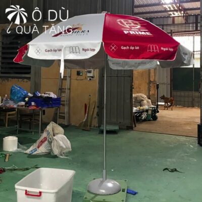 chi tiết Ô Dù Quảng Cáo Ngoài Trời Màu Đỏ Phối Trắng In Logo OD-26