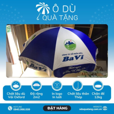 đặc điểm Ô Dù Ngoài Trời Chính Tâm Màu Xanh Phối Trắng In Logo OD-24