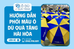 Phối màu ô dù quà tặng in logo