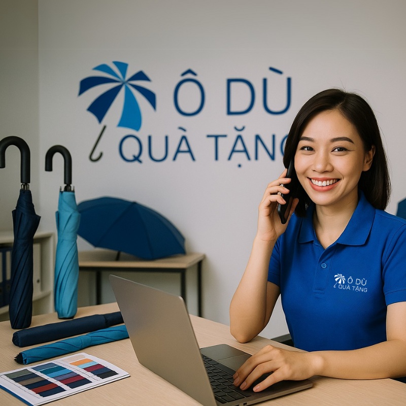 Nhân viên ô dù quà tặng tư vấn