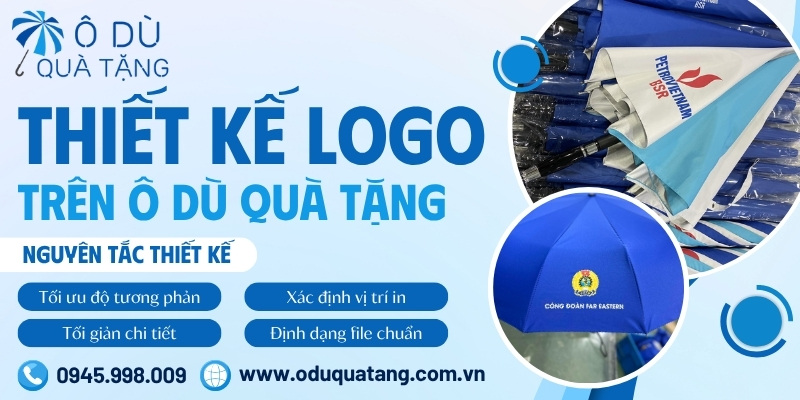 Thiết kế logo in trên ô dù quà tặng