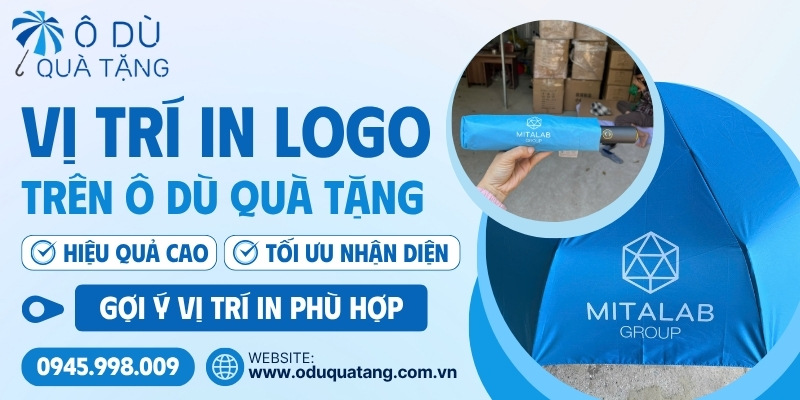 Vị trí in ấn logo trên ô dù quà tặng