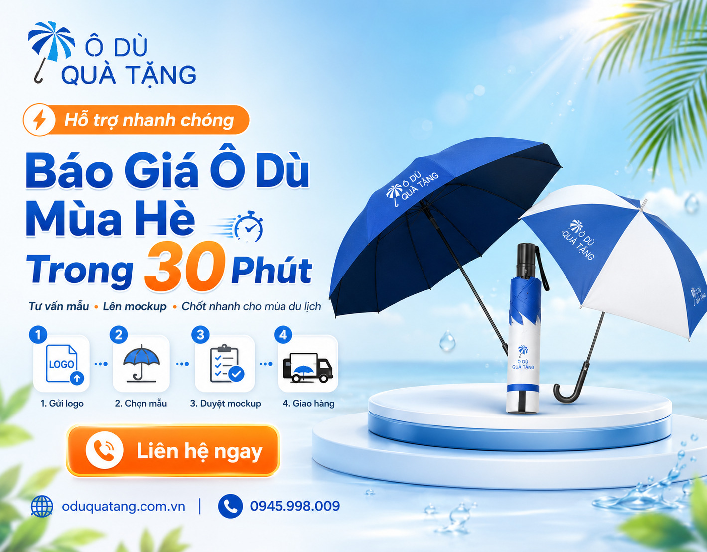 Ô dù tự động in logo - Ô dù quà tặng cao cấp