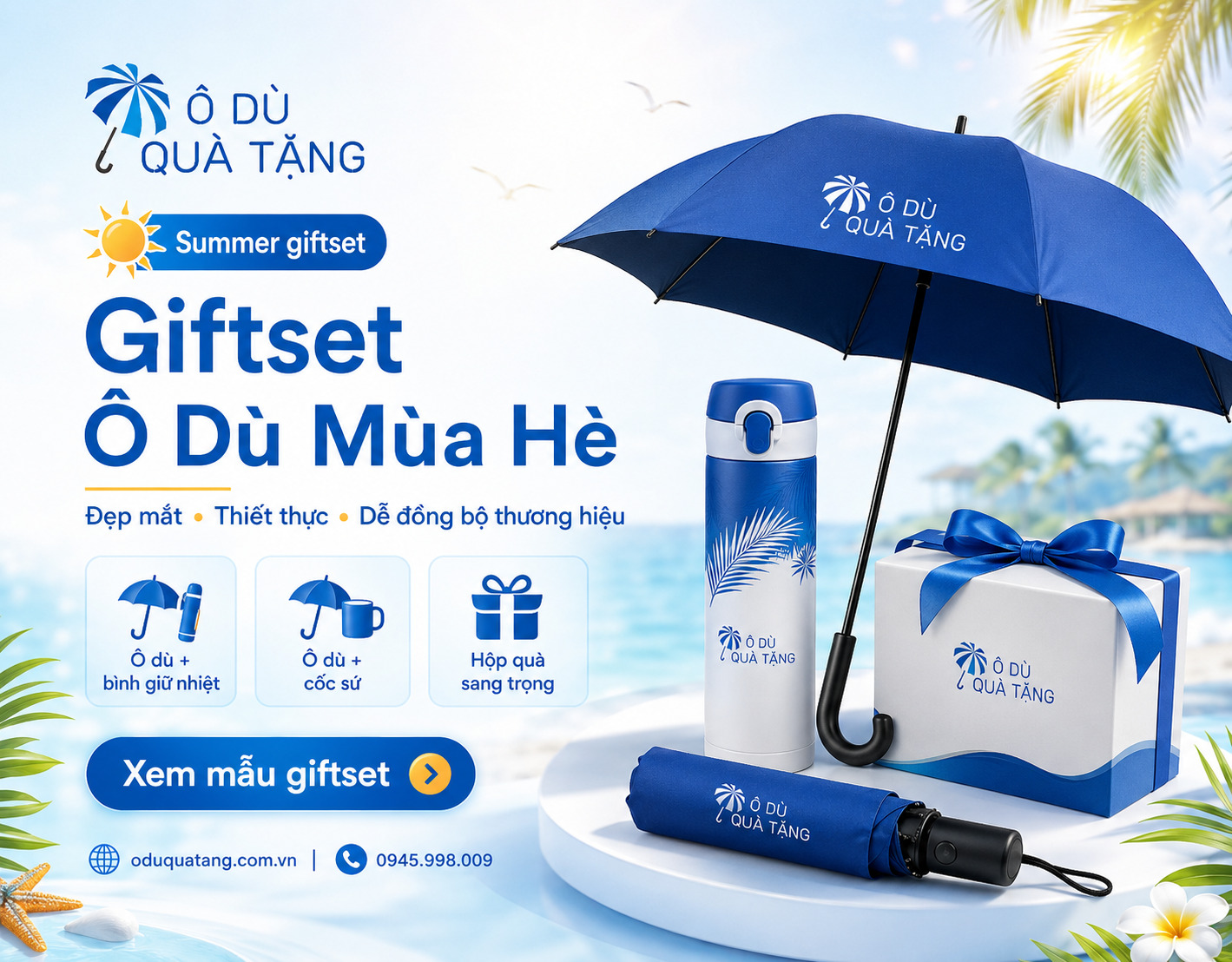 Ô dù in logo cao cấp - Ô dù quà tặng doanh nghiệp