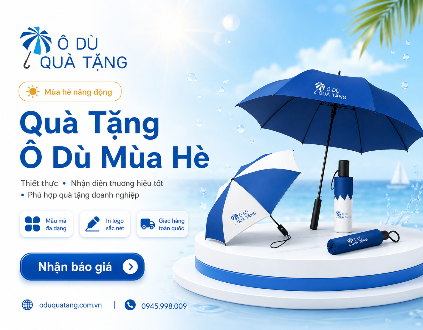 Ô dù gấp in logo - Ô dù quà tặng khách hàng VIP