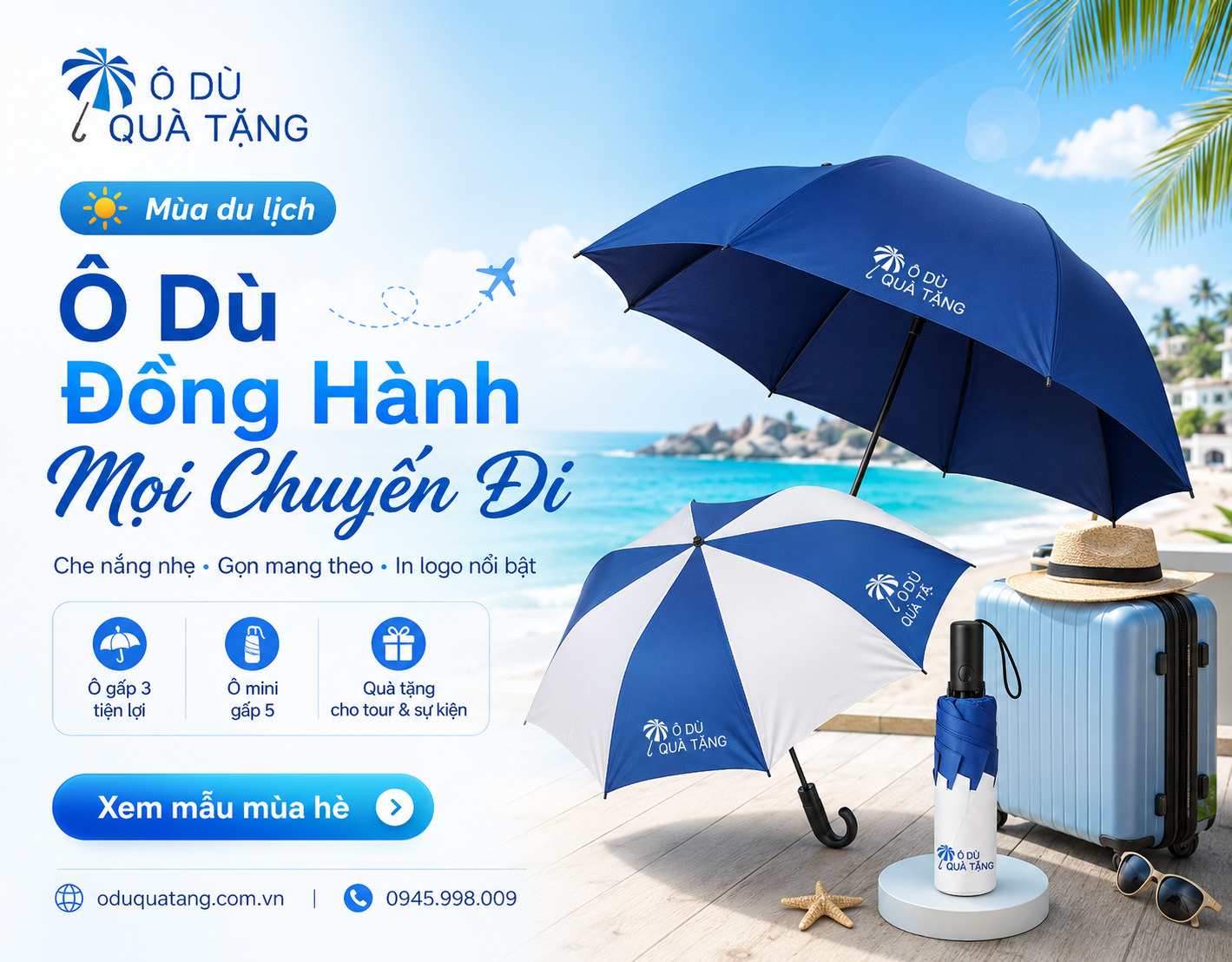 Ô dù cầm tay in logo thương hiệu - Ô dù quà tặng sự kiện